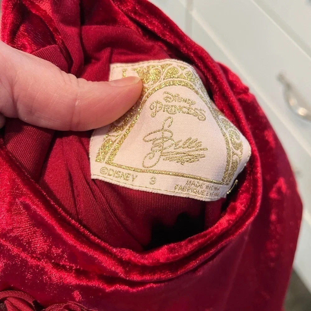 Disney Store Belle Red Velvet Holiday Special Dress Costume Beauty & Beast Sz 3 - Picture 10 of 10